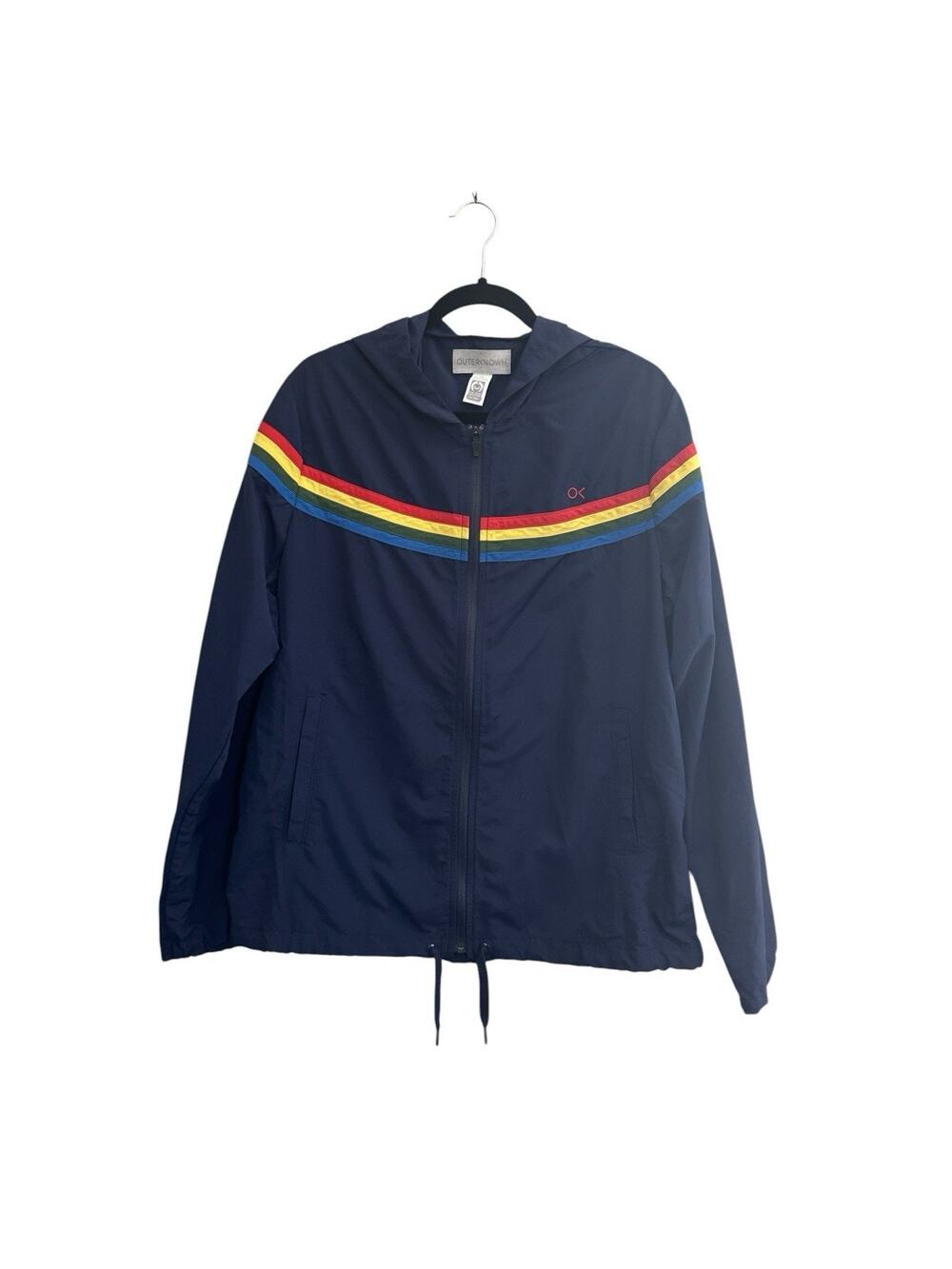 Outerknown Nostalgic Striped ECONYL Shell Hooded Jacket Mens Large Blue #NE183